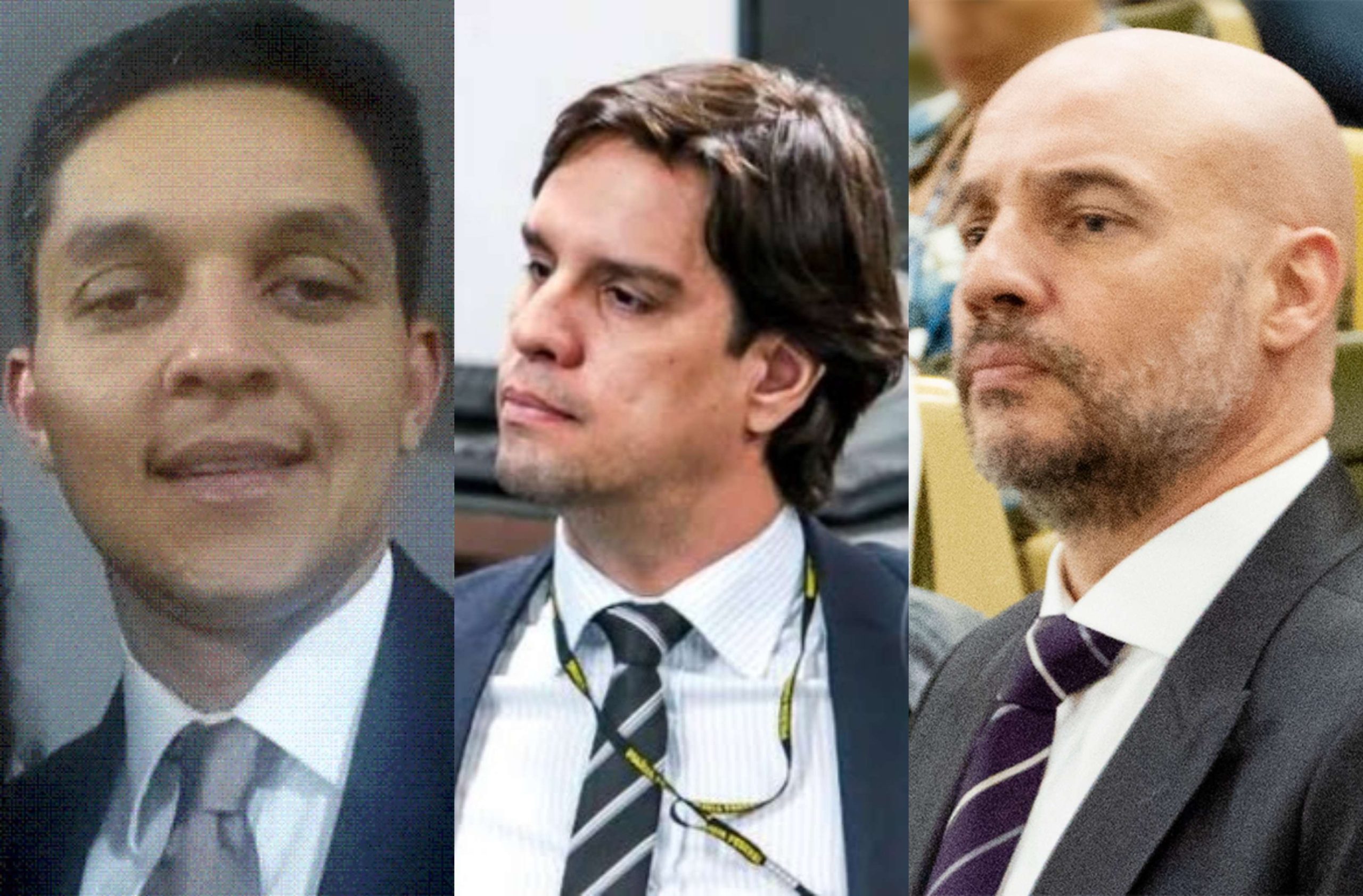 Na ordem da esquerda para direita, os delegados Kel Lúcio Nascimento, Ricardo Ruiz e Alessandro Moretti