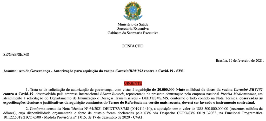 Equipe de coronel Elcio excluiu Anvisa para permitir pagamentos da Covaxin e da Sputnik
