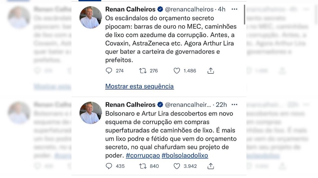 Renan atacou o adversário após denúncia de sobrepreço em compra de caminhões