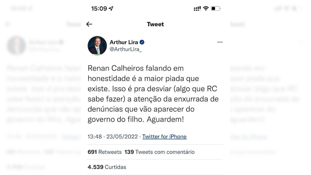 Lira ameaçou denúncias contra o governo de Renan Filho