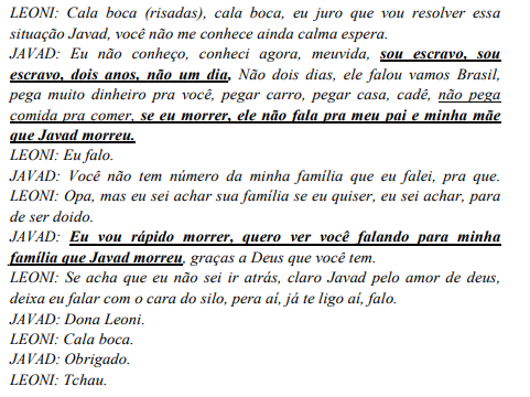 Diálogo entre Javad e Leoni
